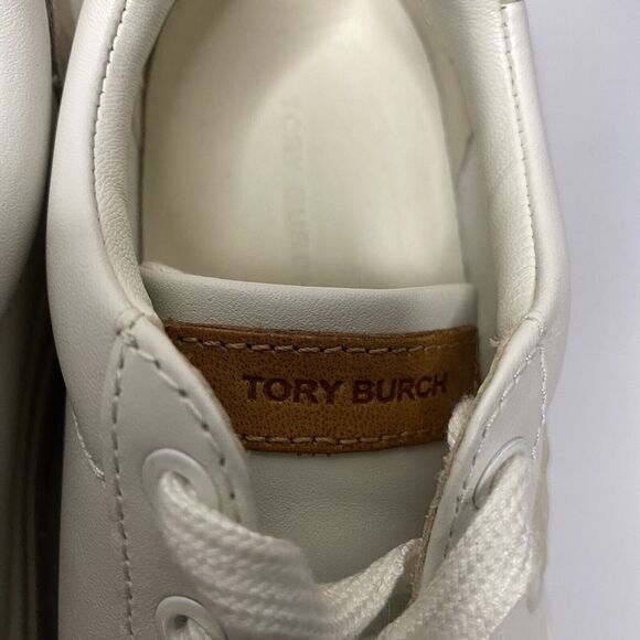 Tory Burch Colorblock Sneakers Tennis shoes 5.5 women Snow White Napa Leather - Picture 9 of 10